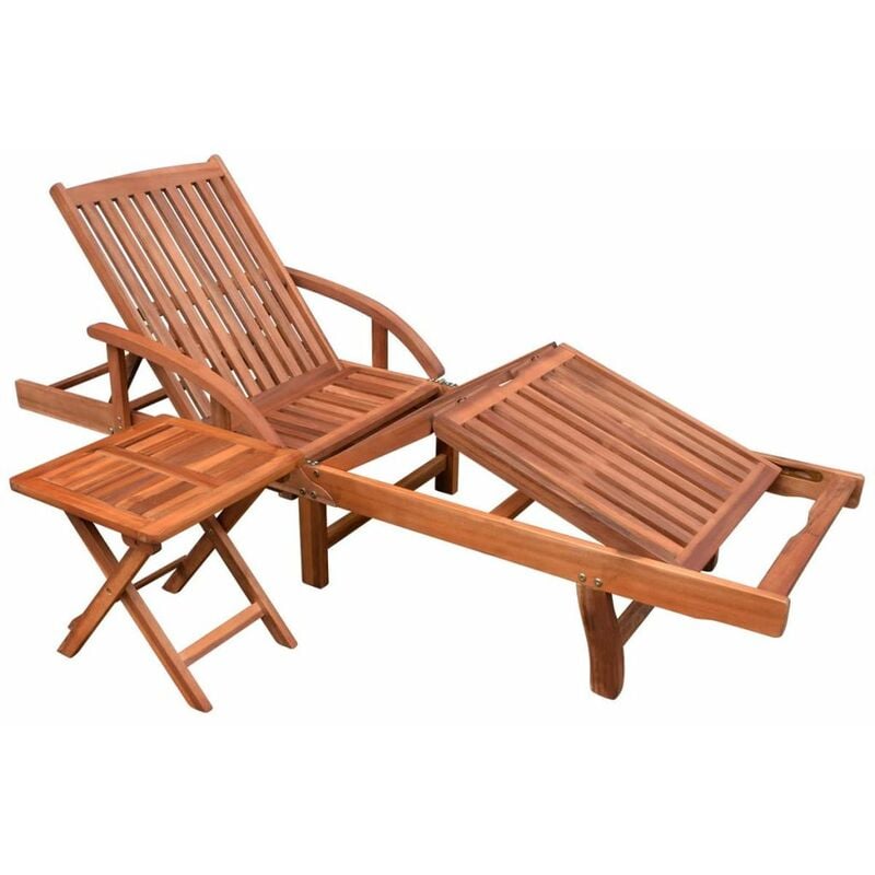 

Tumbona ajustable con mesita madera maciza de acacia