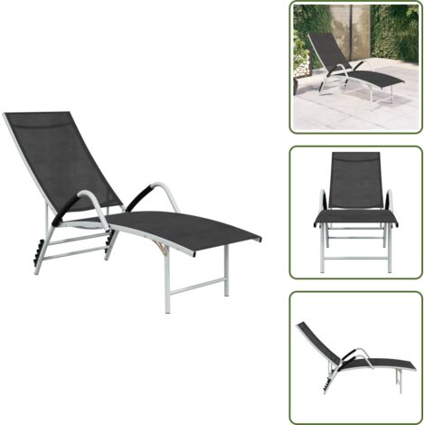 Tumbona ajustable - vidaXL Tumbona de textilene y aluminio negra - Tumbona negra