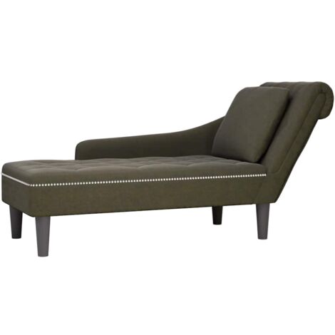Tumbona almohada reposabrazo derecho cuero verde militar vidaXL