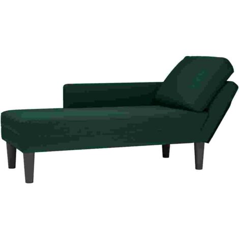 Tumbona almohada y reposabrazo derecho terciopelo verde oscuro
