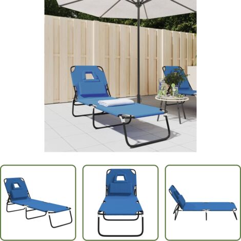Tumbona azul -  Tumbona plegable tela Oxford acero recubrimiento en polvo azul