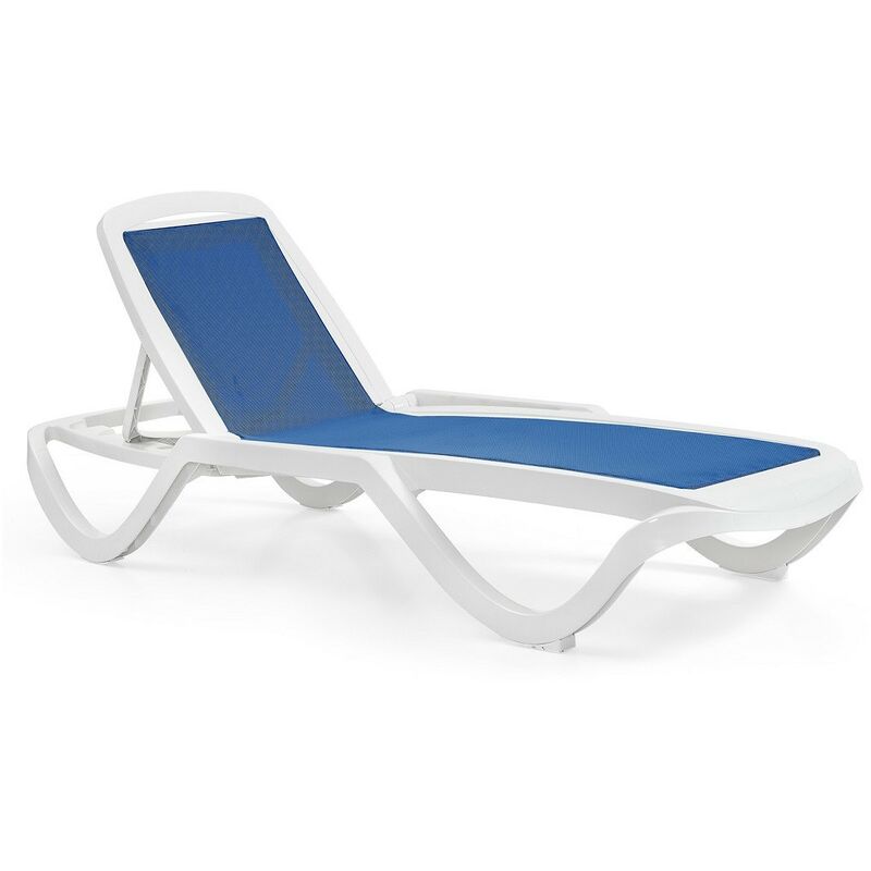 

Tumbona CARIHUELA, apilable, polipropileno blanco, textilene azul