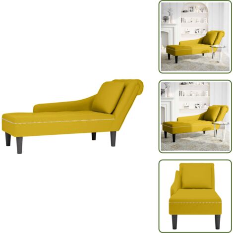 Tumbona con botones - vidaXL Tumbona con almohada y reposabrazo derecho terciopelo amarillo - Tumbona para salón