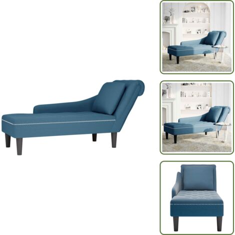 Tumbona con botones - vidaXL Tumbona con almohada y reposabrazo derecho terciopelo azul - Tumbona para salón