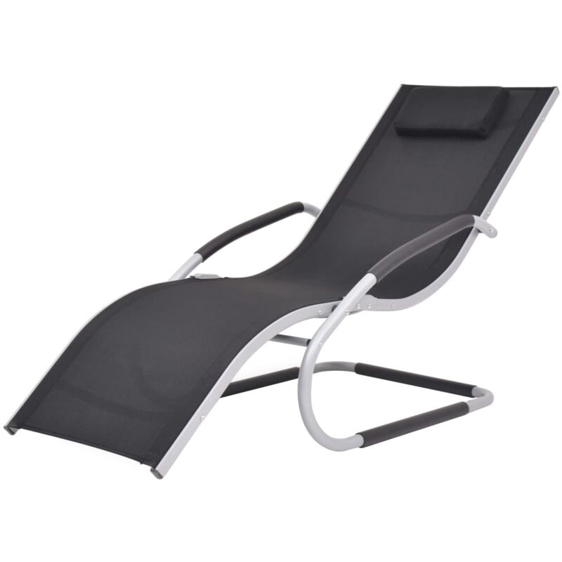 

vidaXL Tumbona con cojín aluminio y textilene negro - Negro