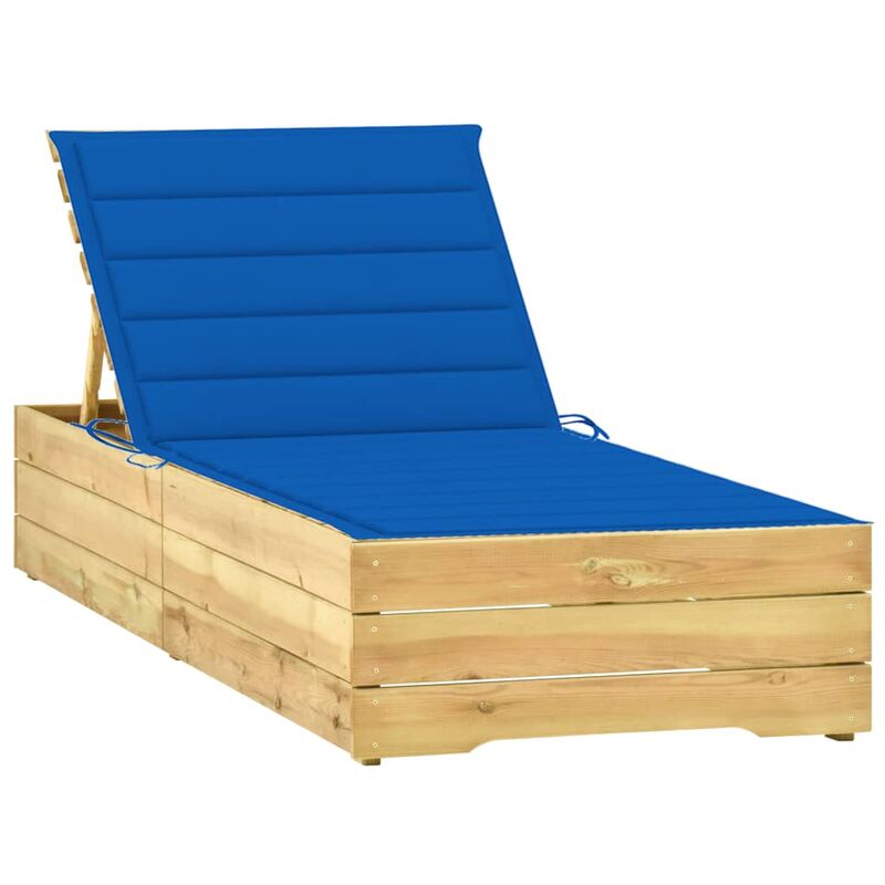 

Tumbona con cojín azul royal madera de pino impregnada
