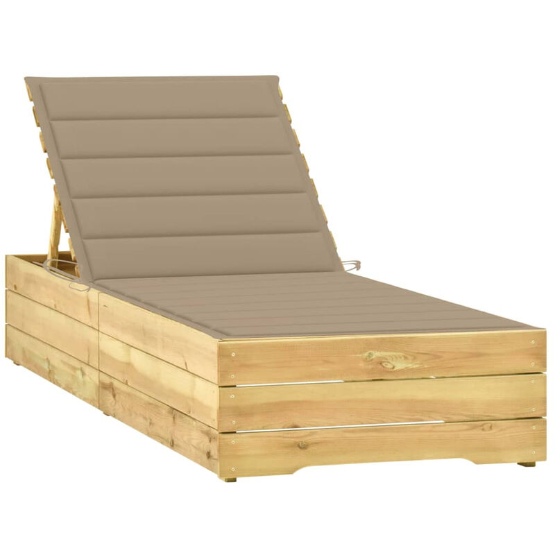 

Tumbona con cojin beige madera de pino impregnada
