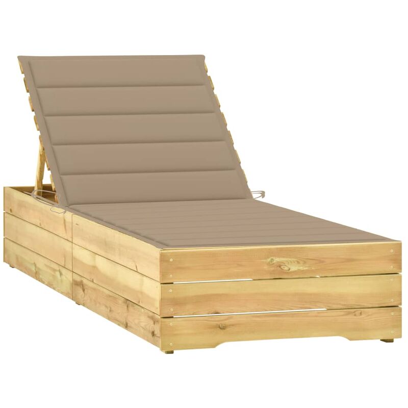 

Tumbona con cojín beige madera de pino impregnada