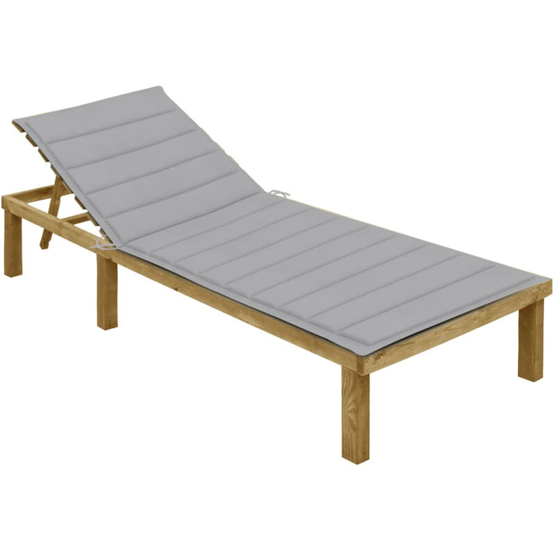 

Tumbona con cojin gris madera de pino impregnada