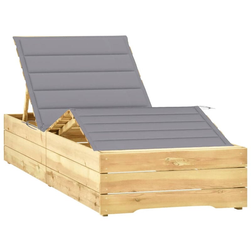 

Tumbona con cojin gris madera de pino impregnada
