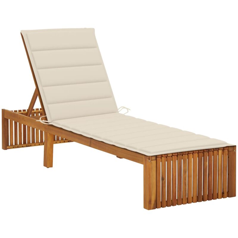

Tumbona con cojín madera maciza de acacia