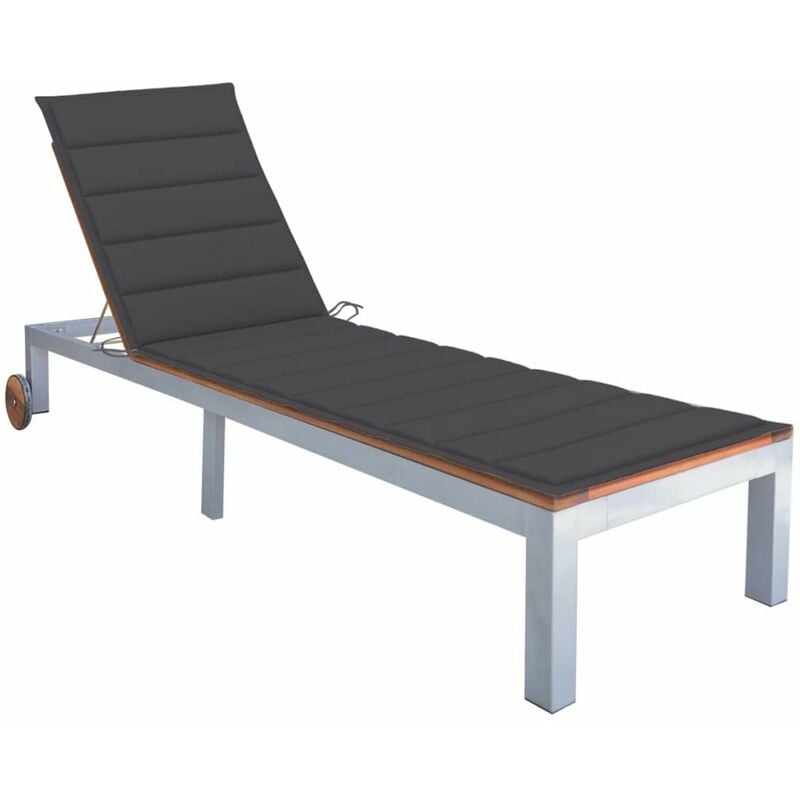 

Tumbona con cojin madera maciza de acacia y acero galvanizado