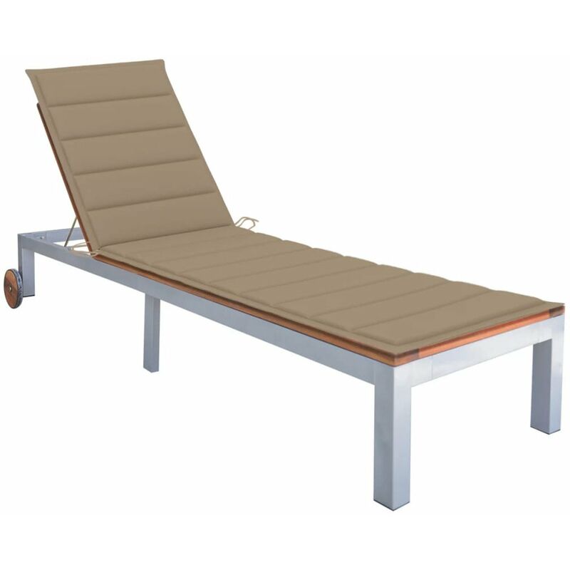 

Tumbona con cojin madera maciza de acacia y acero galvanizado