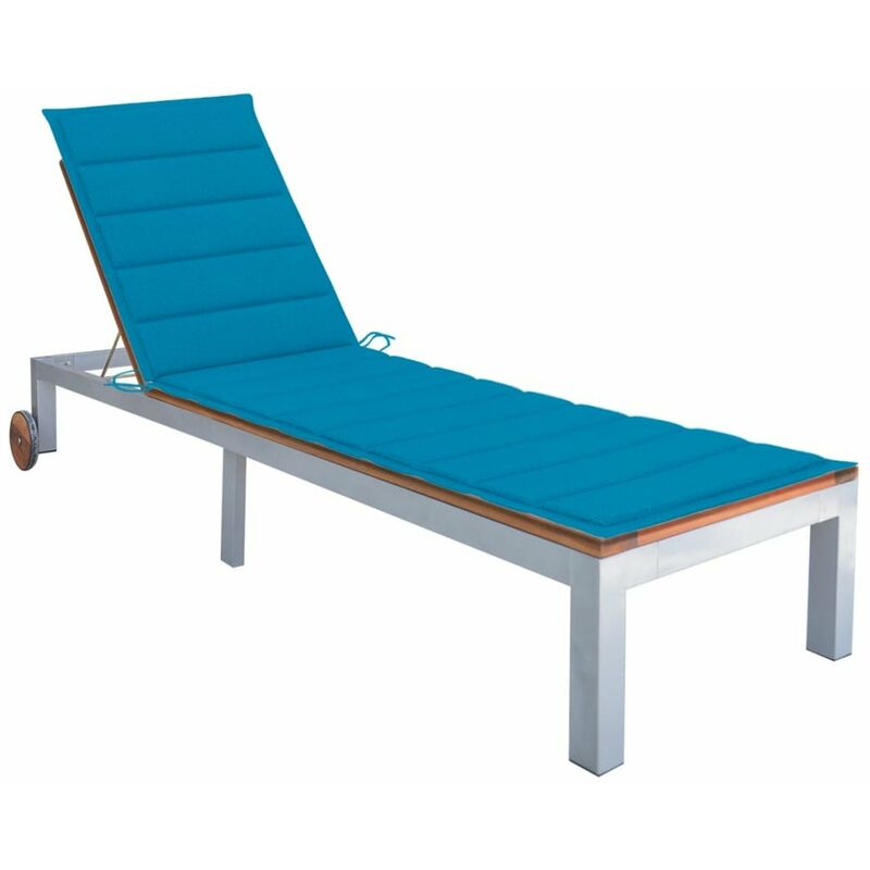 

Tumbona con cojin madera maciza de acacia y acero galvanizado