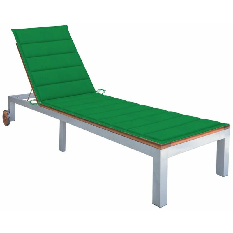 

Tumbona con cojin madera maciza de acacia y acero galvanizado