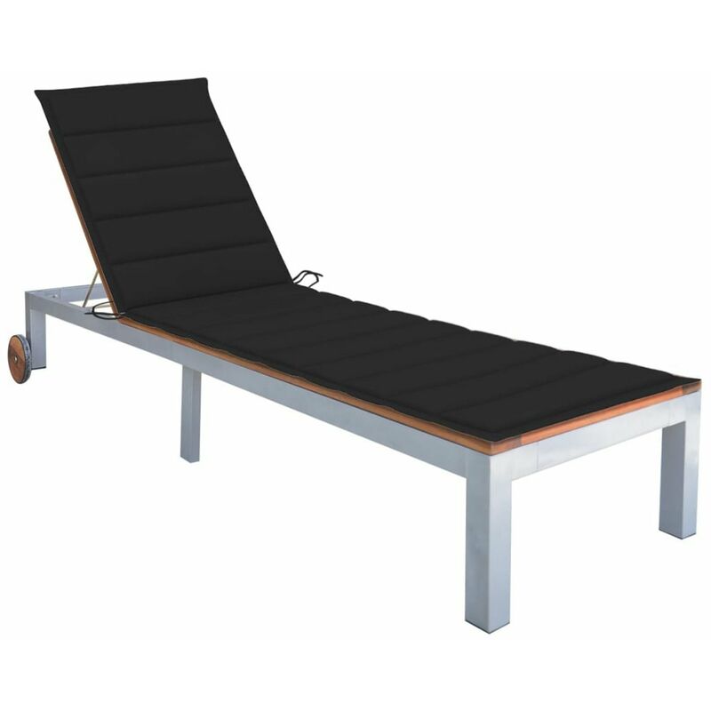 

Tumbona con cojin madera maciza de acacia y acero galvanizado