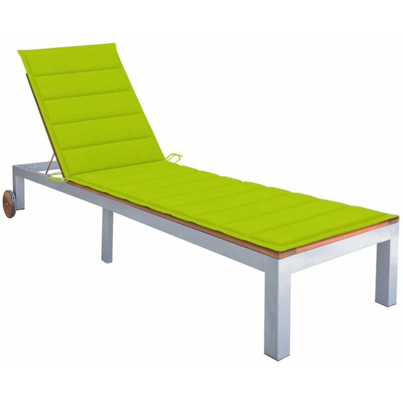 

Tumbona con cojin madera maciza de acacia y acero galvanizado