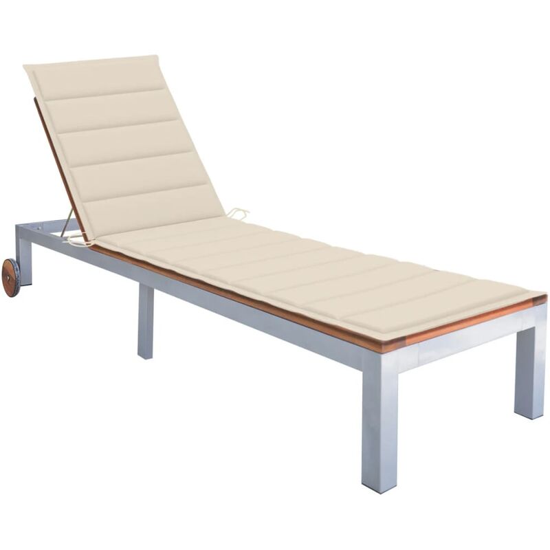 

Tumbona con cojín madera maciza de acacia y acero galvanizado