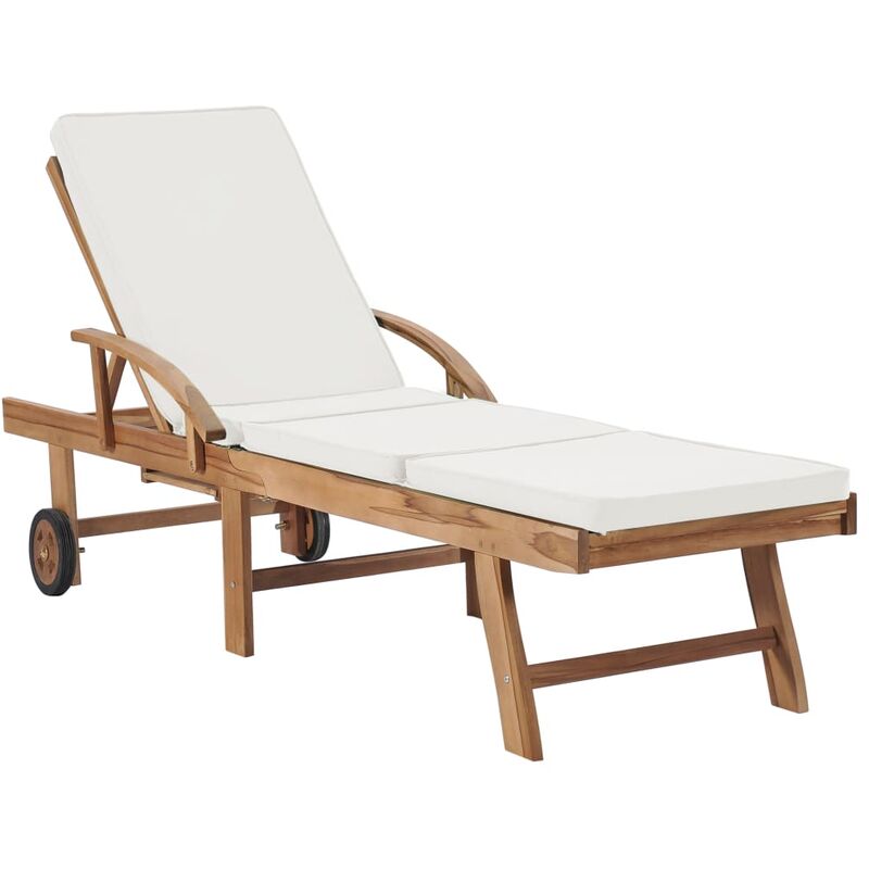 

Tumbona con cojín madera maciza de teca color crema
