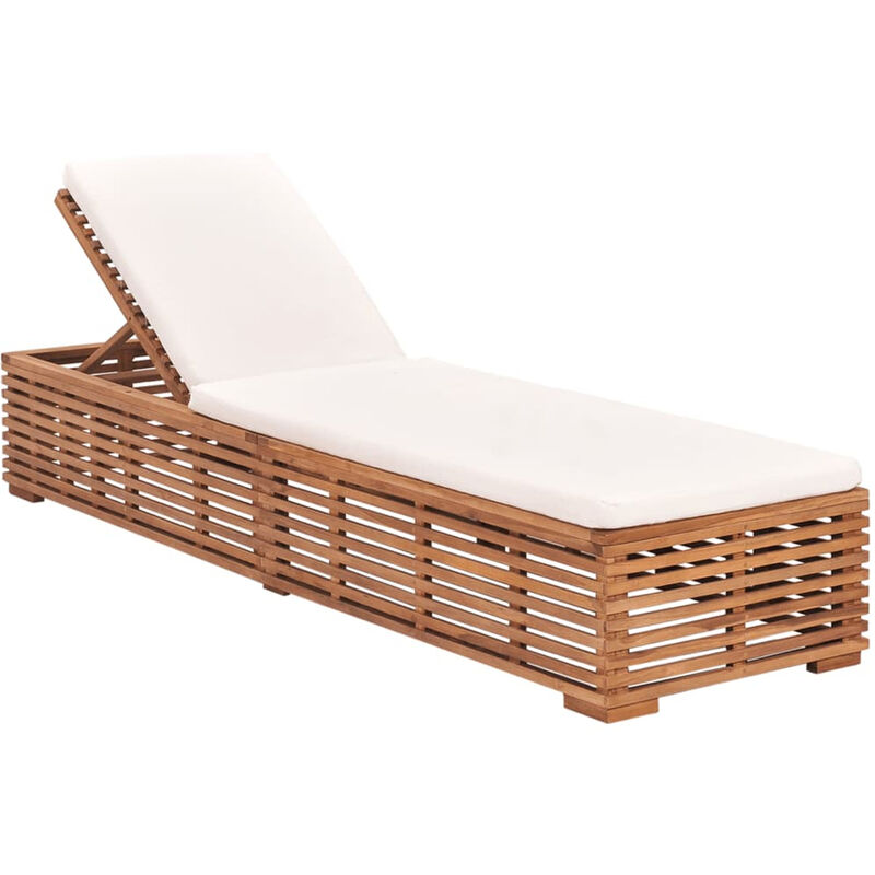 

Tumbona con cojin madera maciza de teca crema