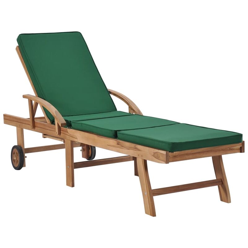 

Tumbona con cojín madera maciza de teca verde