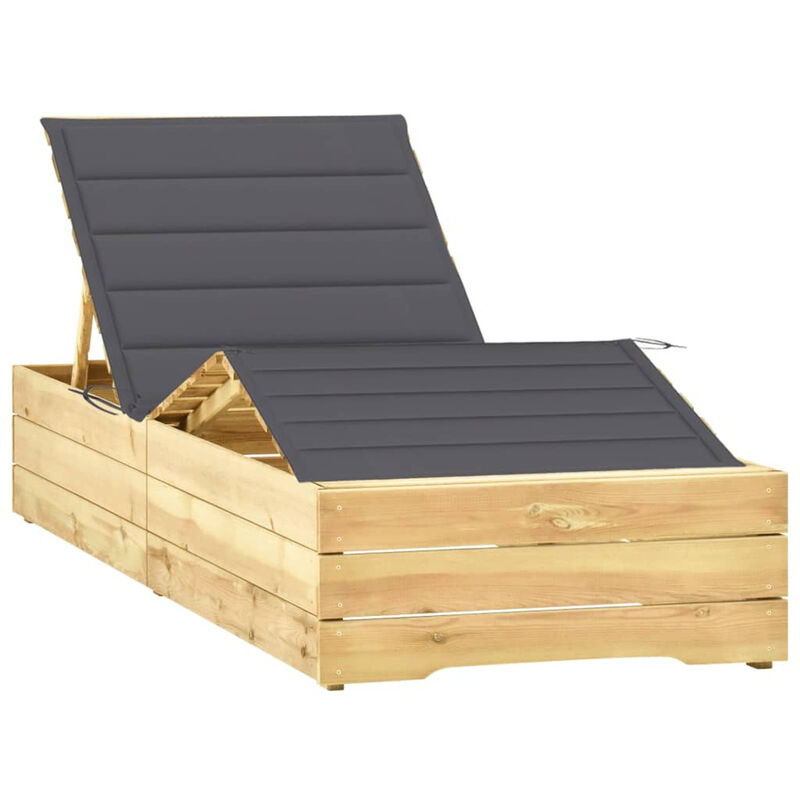 

Tumbona con cojin mdera de pino impregnada gris antracita