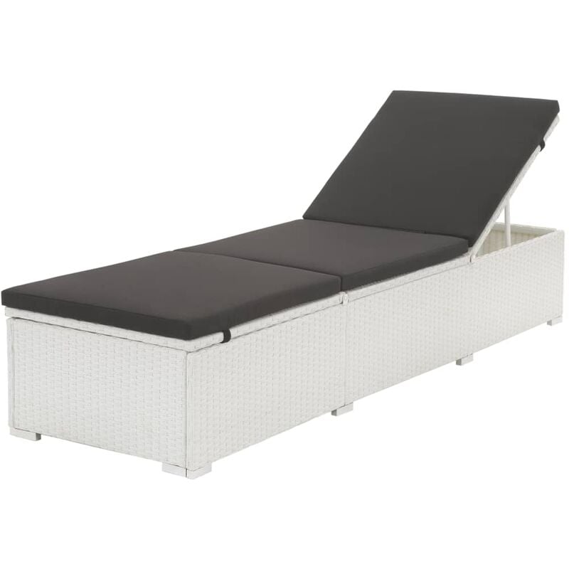 

Tumbona con cojín ratán sintético blanco