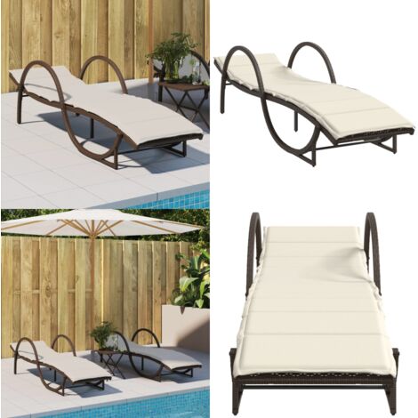 Tumbona con cojín ratán sintético marrón 60x199x42 cm - Tumbona con respaldo ajustable - Tumbona sintética
