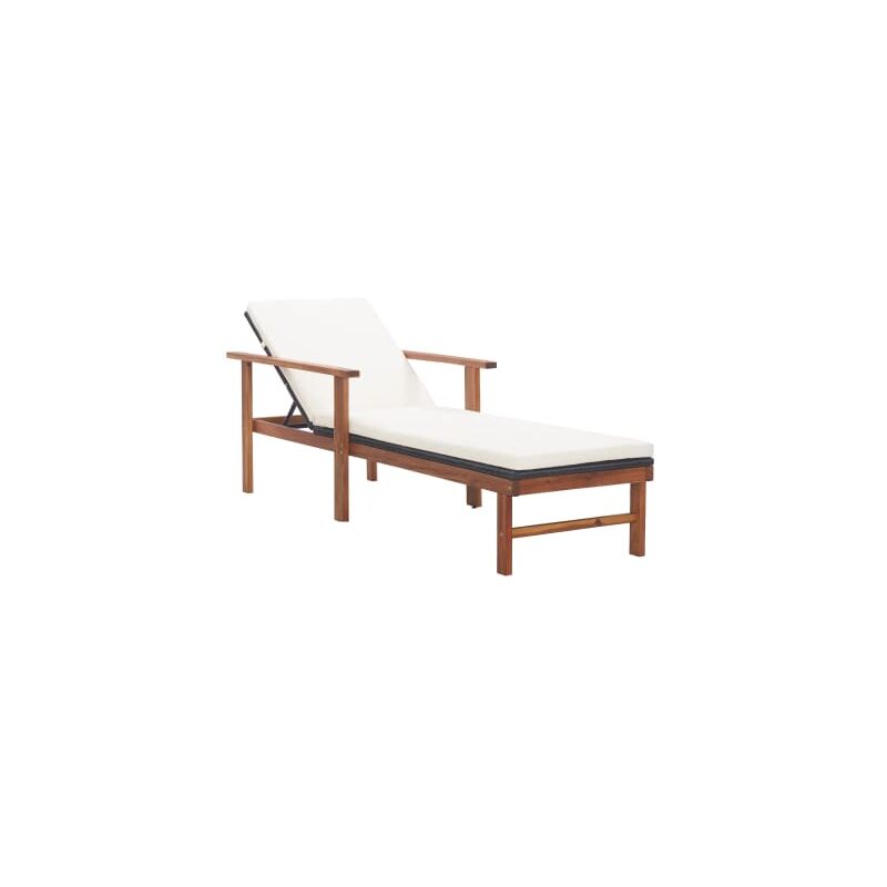 

Tumbona con cojin ratan sintetico y madera maciza acacia negro