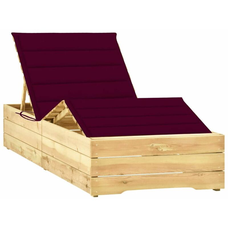 

Tumbona con cojin rojo tinto madera de pino impregnada