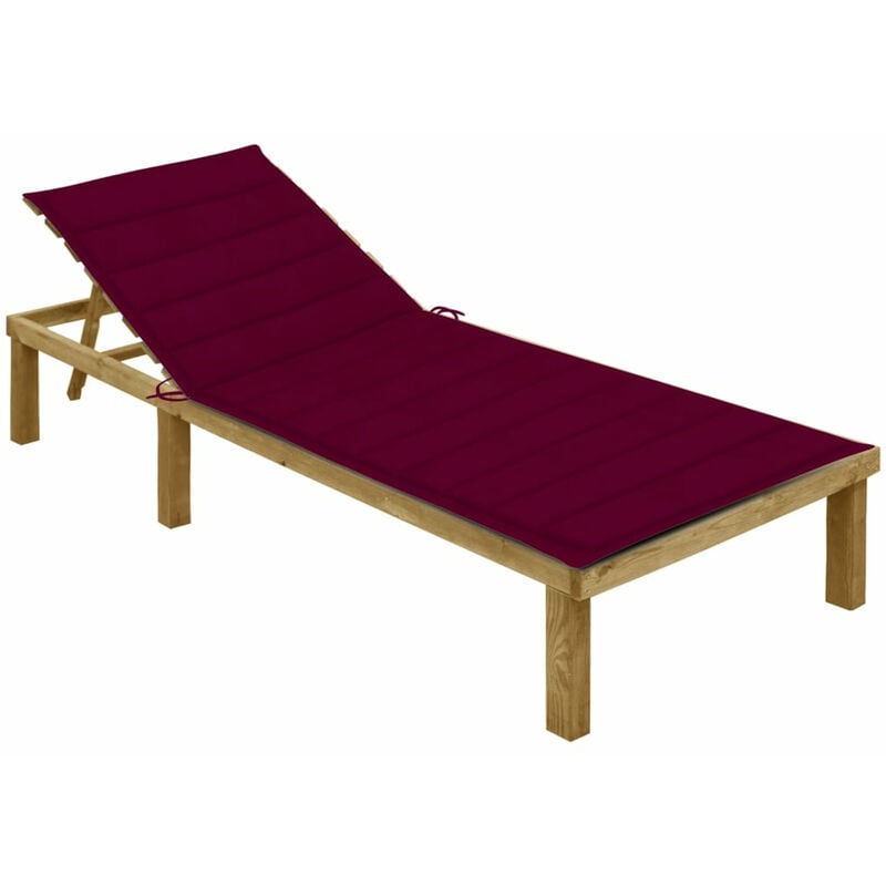 

Tumbona con cojin rojo tinto madera de pino impregnada