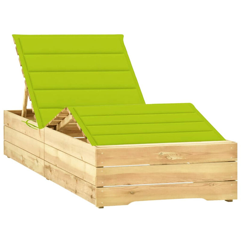 

Tumbona con cojin verde brillante madera de pino impregnada
