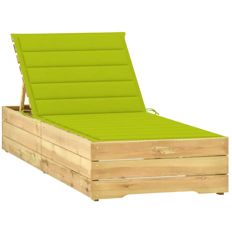 

Tumbona con cojín verde brillante madera de pino impregnada