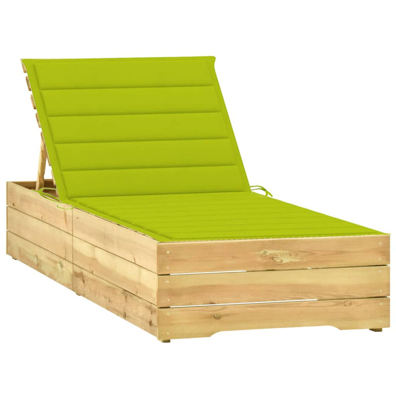 

Tumbona con cojin verde brillante madera de pino impregnada
