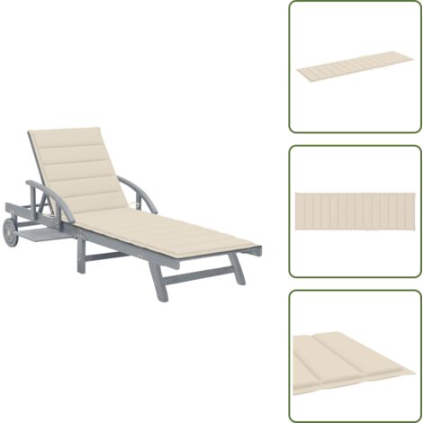 Tumbona con cojín - vidaXL Tumbona de jardín con cojín madera maciza de acacia - Tumbona exterior