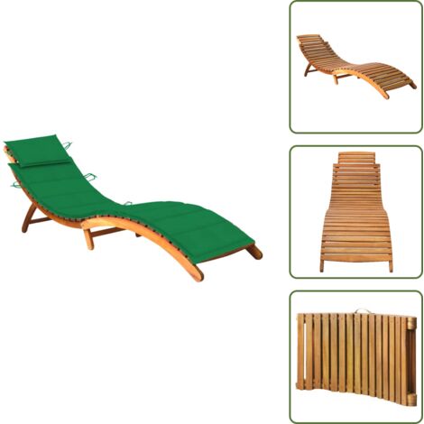 Tumbona con cojín - vidaXL Tumbona de jardín con cojín madera maciza de acacia - Tumbona para piscina