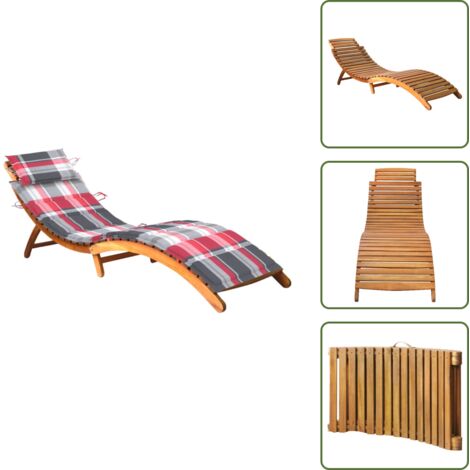 Tumbona con cojín - vidaXL Tumbona de jardín con cojín madera maciza de acacia - Tumbona plegable