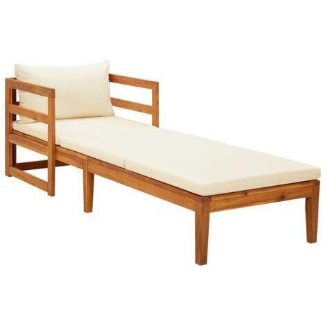 Tumbona con cojines crema madera maciza de acacia vidaXL