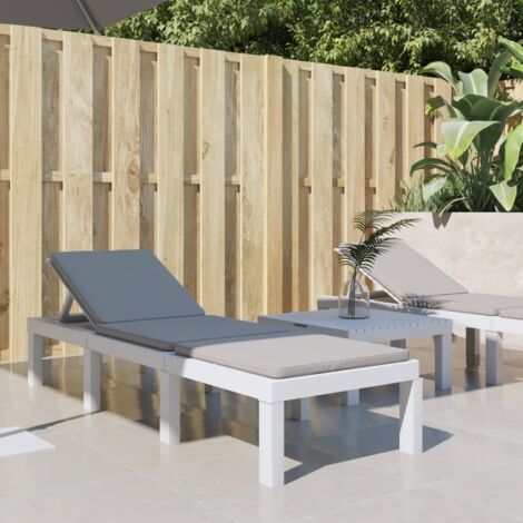 Tumbona con cojines PP blanco vidaXL