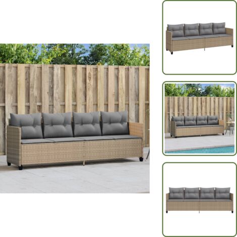 Tumbona con cojines - vidaXL Tumbona con cojines ratán sintético beige - Asiento exterior