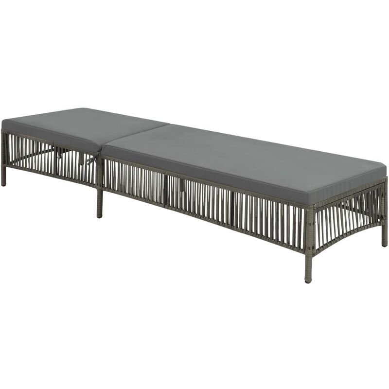

Tumbona con cojín de ratán sintético gris - Gris