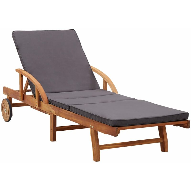 

Tumbona con cojín madera maciza de acacia - Marrón