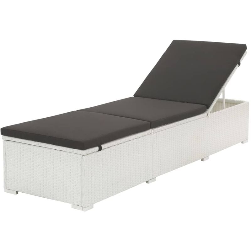 

Tumbona con cojín ratán sintético blanco - Blanco