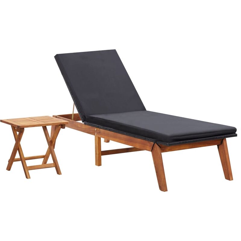 

Tumbona con mesa ratán sintético y madera maciza de acacia