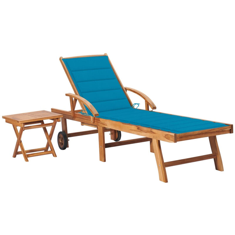 

Tumbona con mesa y cojin madera maciza de teca