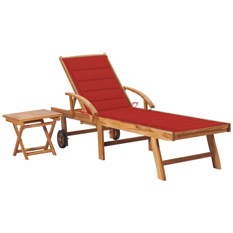 

Happyshopping - Tumbona con mesa y cojin madera maciza de teca