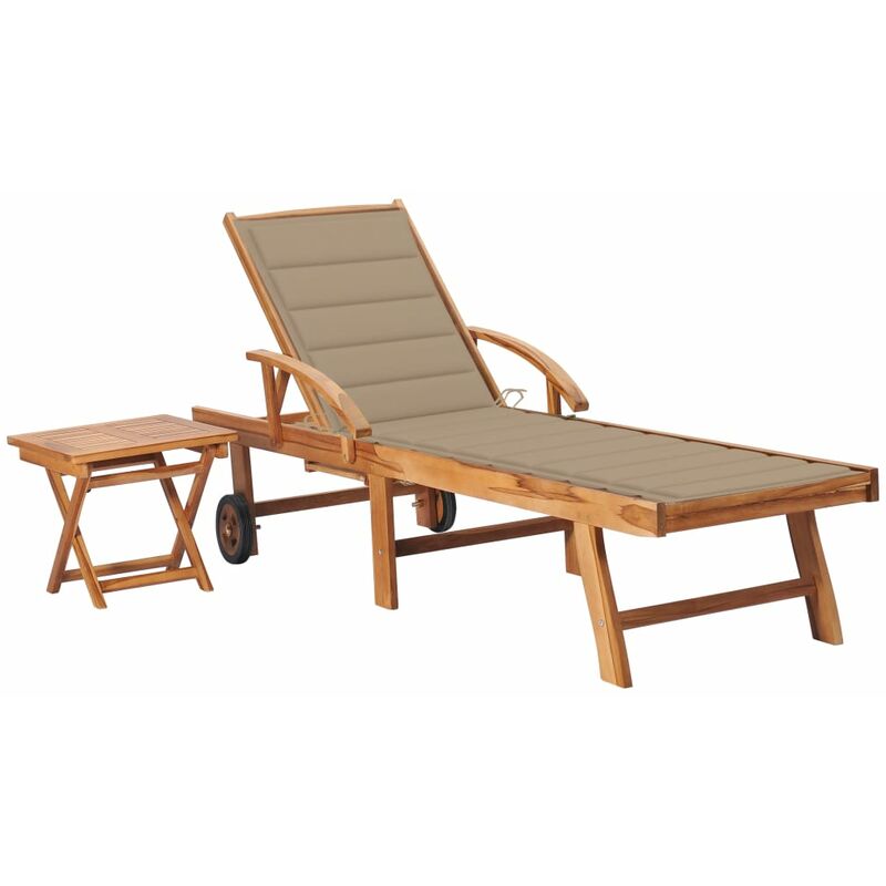 

Tumbona con mesa y cojín madera maciza de teca