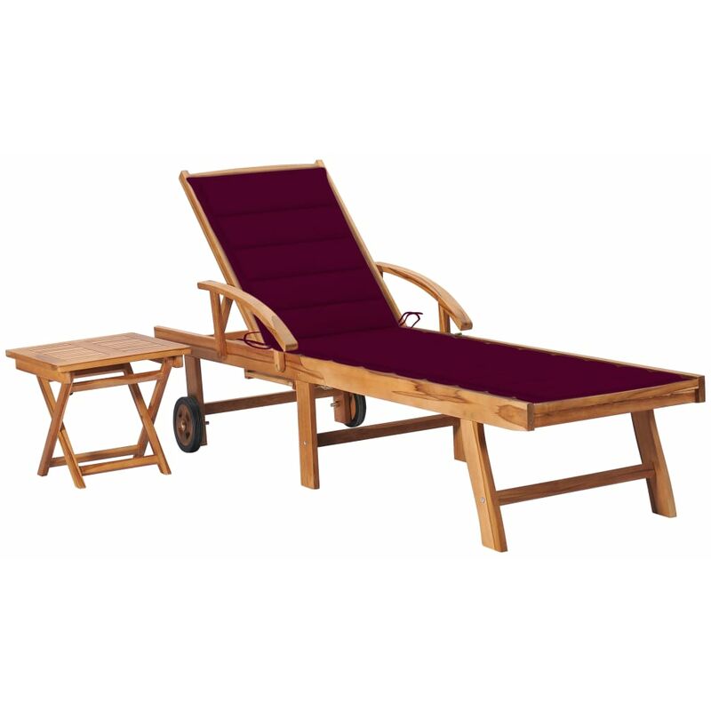 

Tumbona con mesa y cojín madera maciza de teca