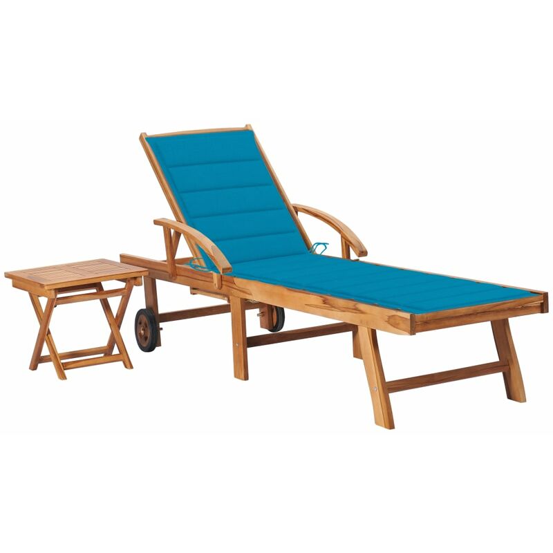 

Tumbona con mesa y cojín madera maciza de teca