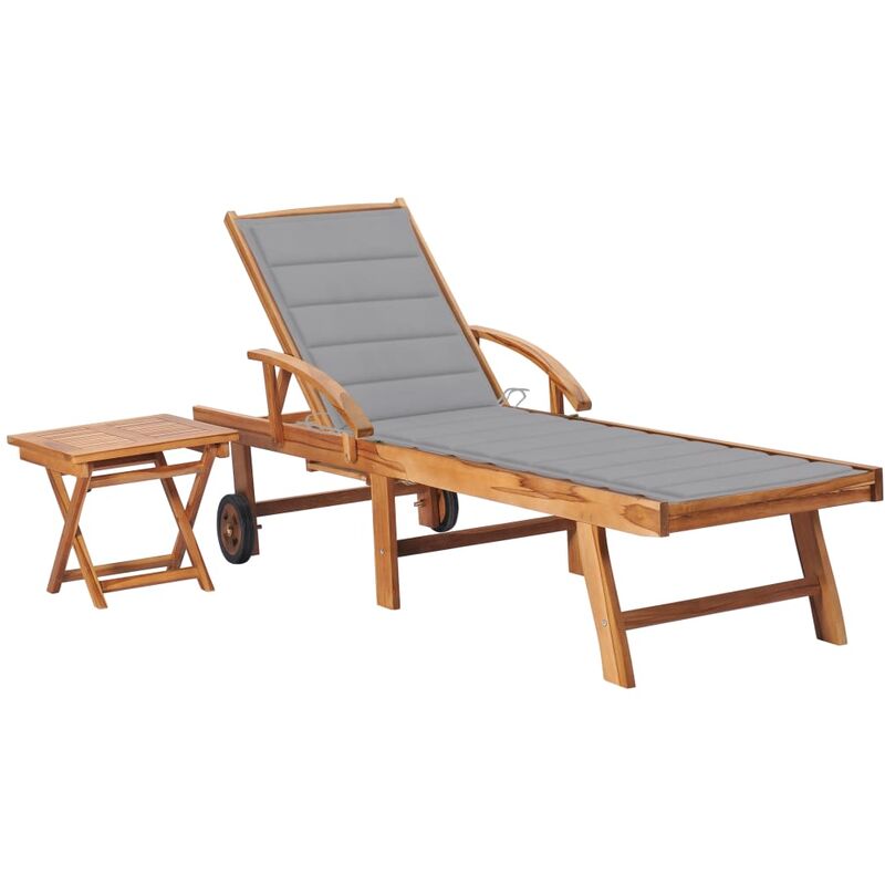

Tumbona con mesa y cojín madera maciza de teca